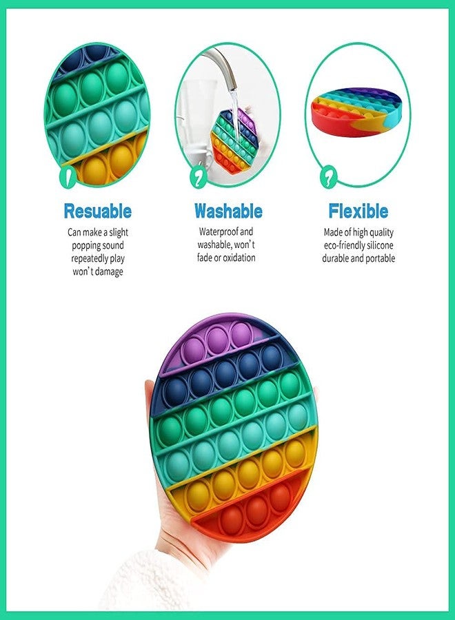 SELLMONK Rainbow Pop It Fidget Toy, Push Pop Bubble Sensory Toy for Kids and Adults, Popper Stress Reliever- 4 Shapes (Pack of 4) - Image 4